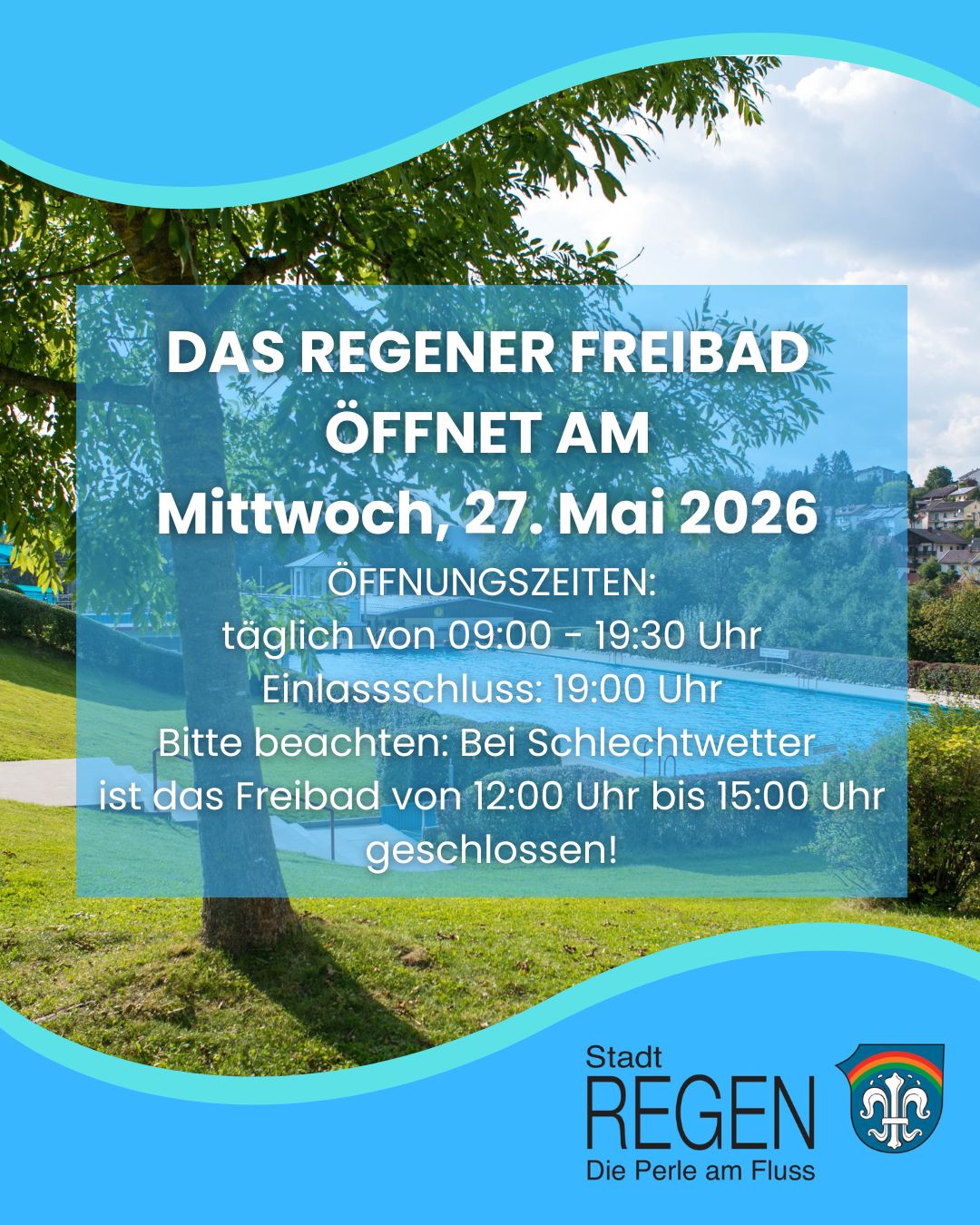 Freibad Regen eröffnet Sommersaison am 27. Mai 2026