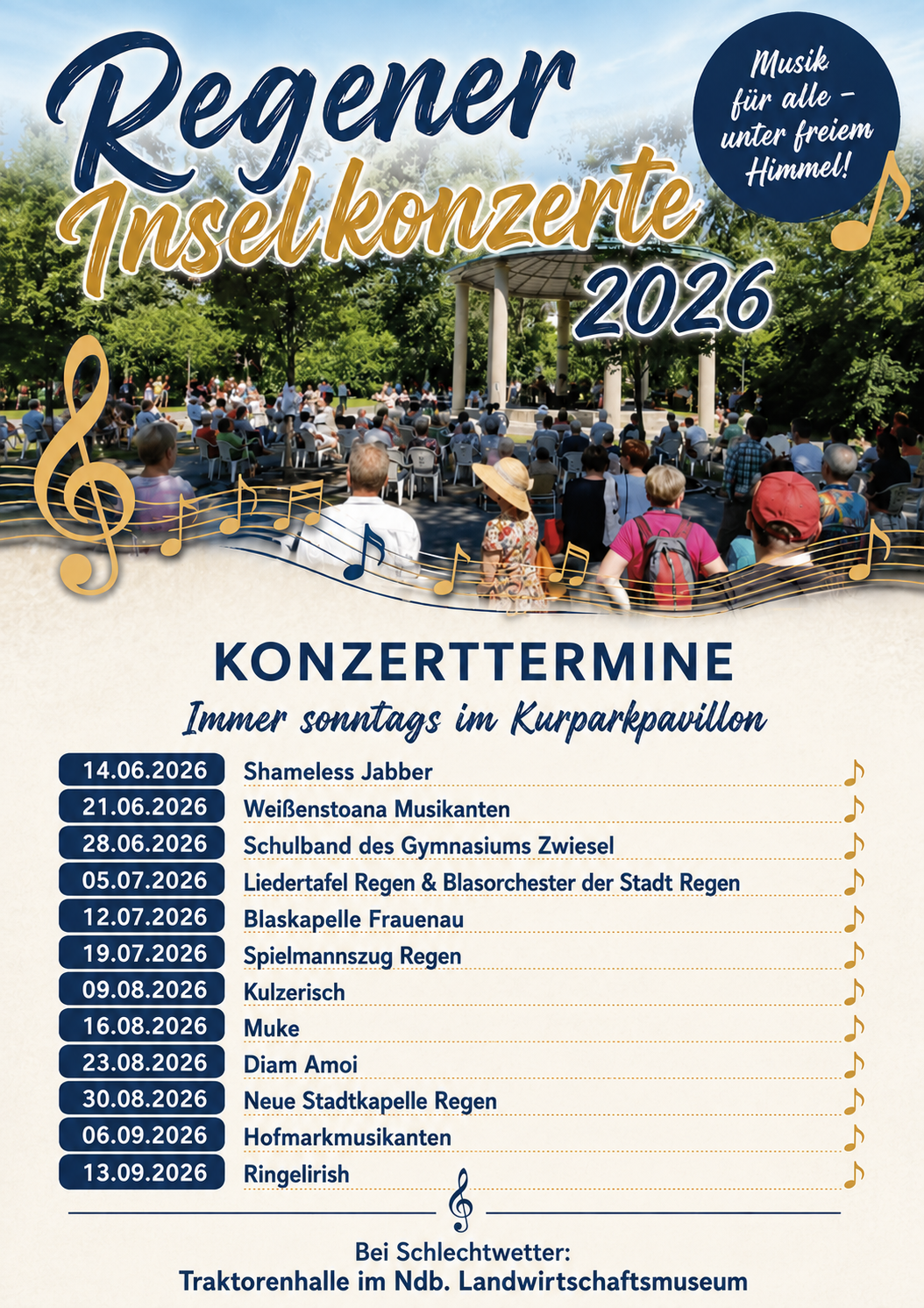 Regener Inselkonzerte im Kurpark mit schönem Programm